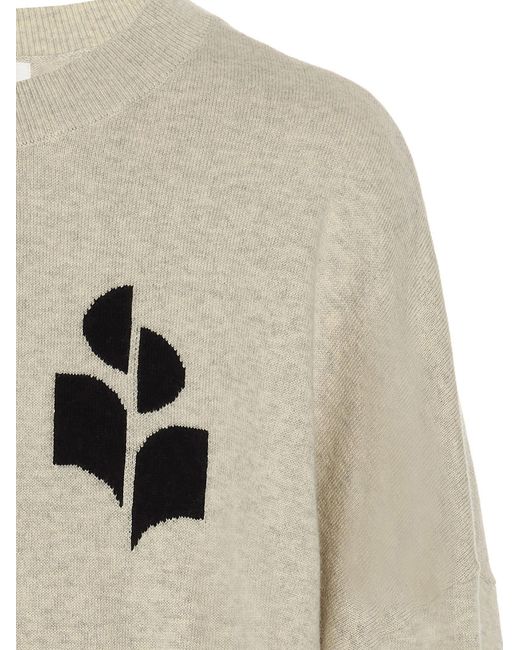 Isabel Marant White Marisans Sweater With Logo Intarsia