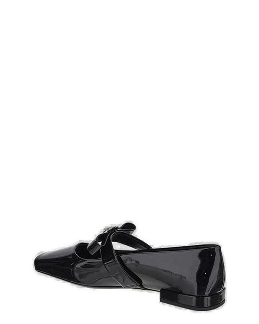 Versace Black Gianni Ribbon Square-Toe Ballerina Shoes