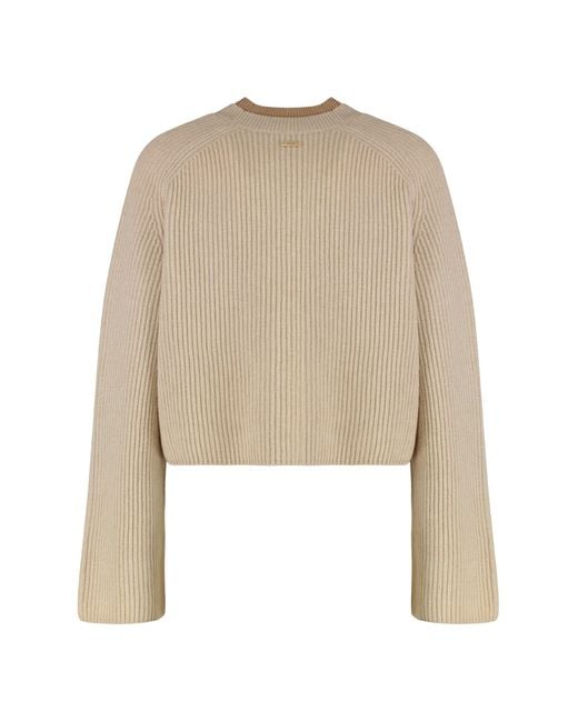 Max Mara Natural Wool And Cashmere Jersey With A Ribbed Knit