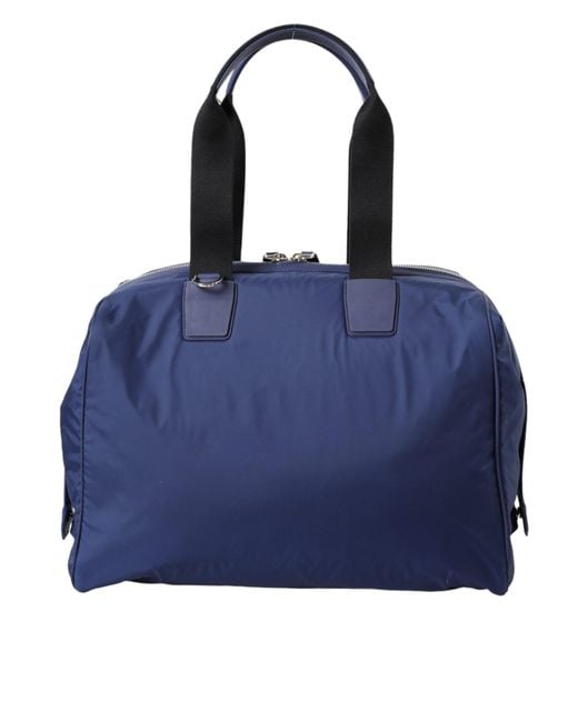 Dolce & Gabbana Blue Nylon Calfskin Hand Shoulder Duffel Bag for men
