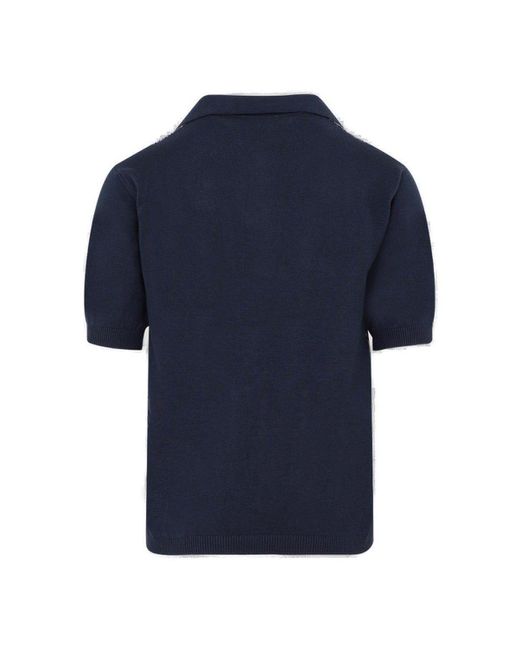 Missoni Blue Zigzag Short-sleeved Polo Shirt for men