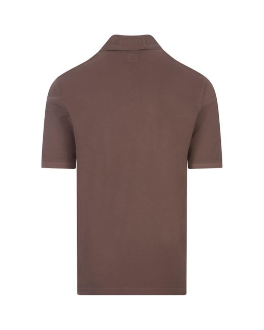 Fedeli Brown Light Cotton Piquet Polo Shirt for men