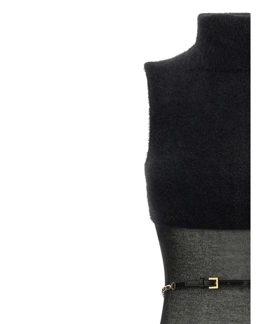 Elisabetta Franchi Black Gauze Insert Dress