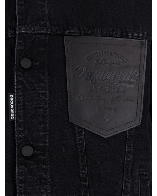 DSquared² Blue Jacket With Classic Collar And Embossed Logo On The Front for men