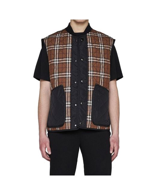 Burberry Multicolor Brown Polyester Sleeveless Jacket for men