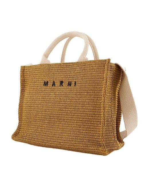 Marni Metallic Small Basket Shopper Bag