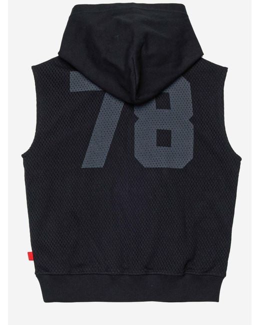 DIESEL Black Sleeveless Cotton Mesh Sweatshirt Hoods & Sweatshirts for men