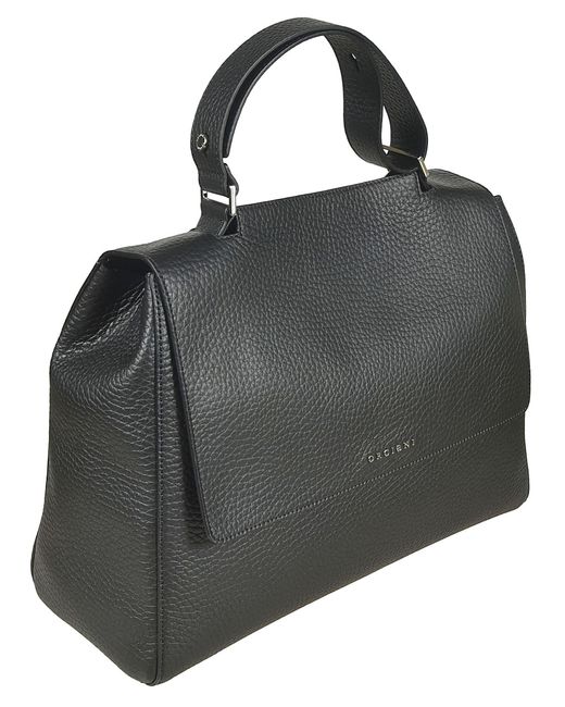 Orciani Black Logo Top Handle Tote