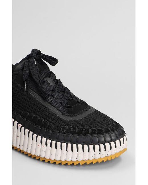 Chloé Black Textured Lace-Up Sneakers