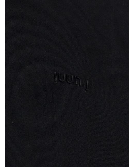 Juun.J Black T-Shirt With Tone-On-Tone Logo Embroidered On The Front for men