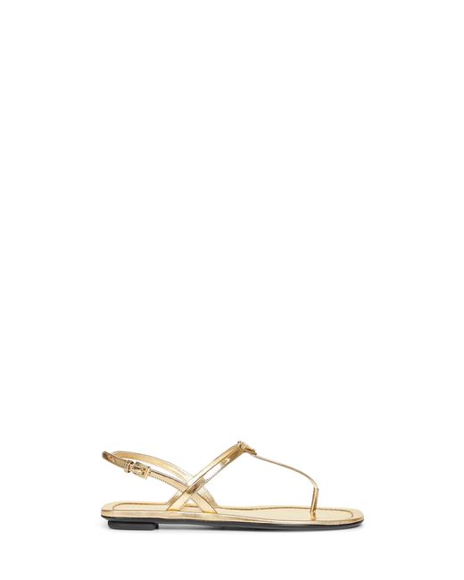 Prada White Metallic Leather Thong Sandals Calf