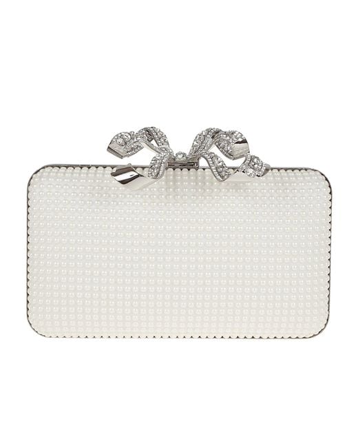 Self-Portrait White Pearl Box Clutch