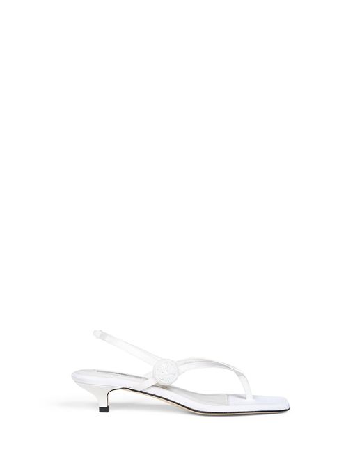 Totême  White Ecru Satin Flip Flops Slingback Sandals