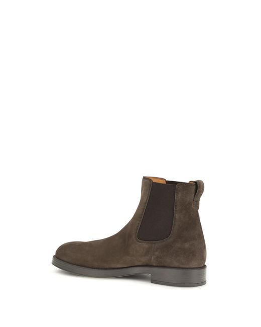 Tod's Brown Suede Chelsea Boots Calf Leather Bos Taurus for men