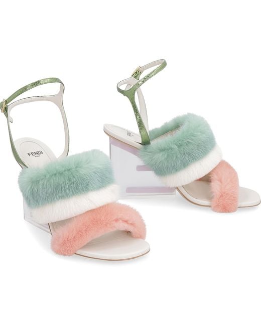 Fendi Blue First Heeled Sandals Leather
