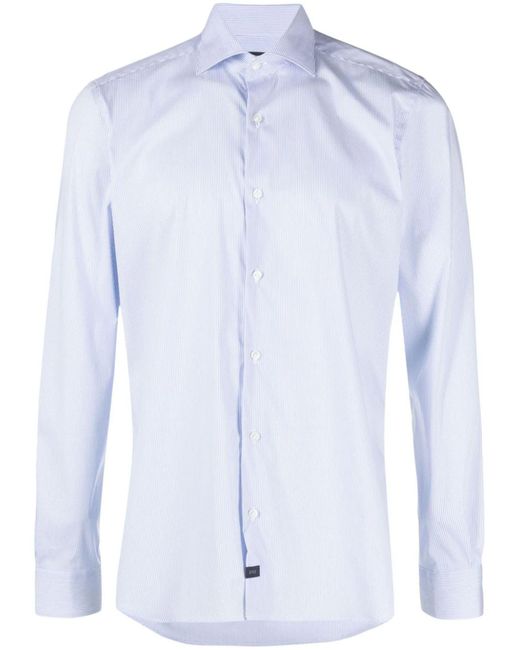 Fay Blue Light Striped Cotton-Blend T-Shirt for men