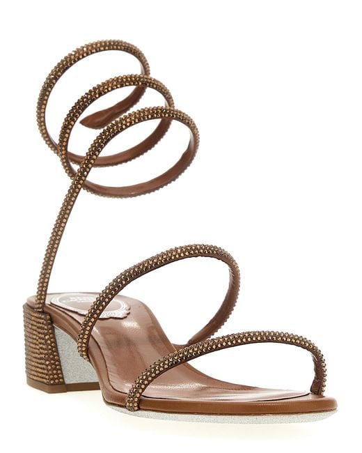 Rene Caovilla White Satin Flat Sandals