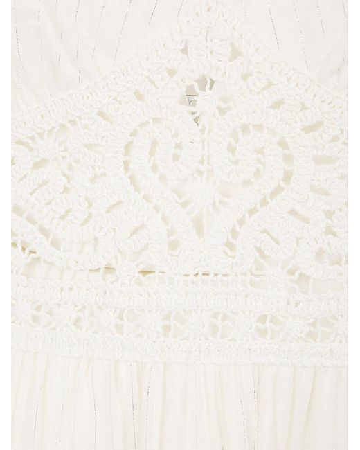 Twin Set White Midi Dress With Crochet Detail