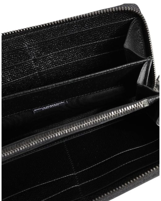 Dolce & Gabbana Black Leather #Dgfamily Zipper Continental Wallet for men