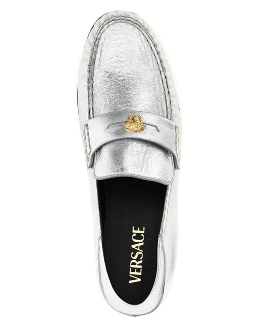 Versace White La Medusa Loafers