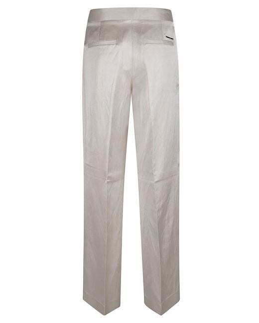 Calvin Klein Gray Shiny Viscose Tailored Wide Leg Trousers