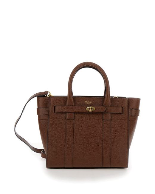 Mulberry Brown 'Mini Bayswater' Crossbody Bag With Laminated Logo