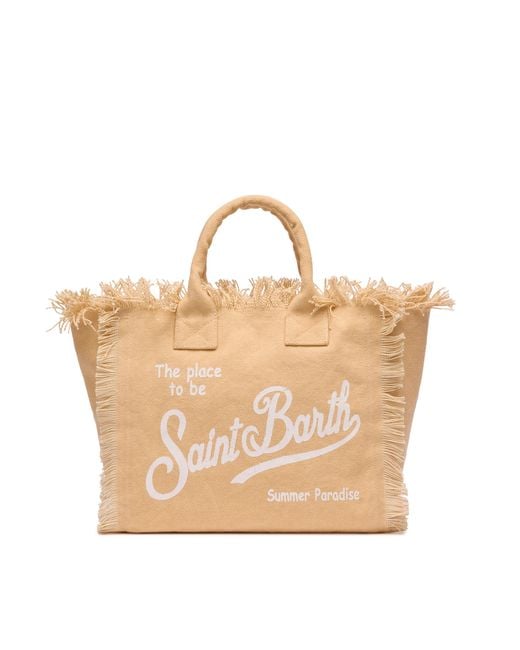 Mc2 Saint Barth Natural Colette Cotton Canvas Handbag Bag