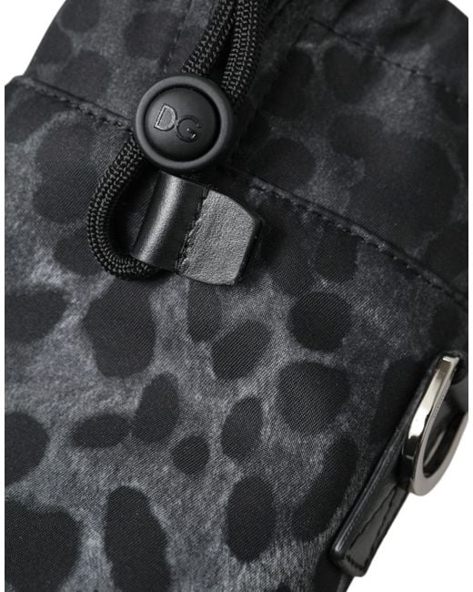 Dolce & Gabbana Black Chic Leopard Print Round Bottle Cage for men