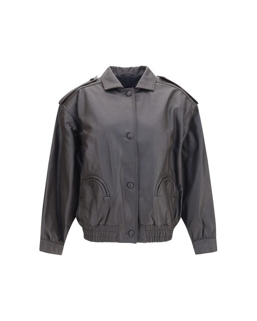 Blazé Milano Gray Charlie Ares Leather Bomber Jacket Lamb Ovis Aries