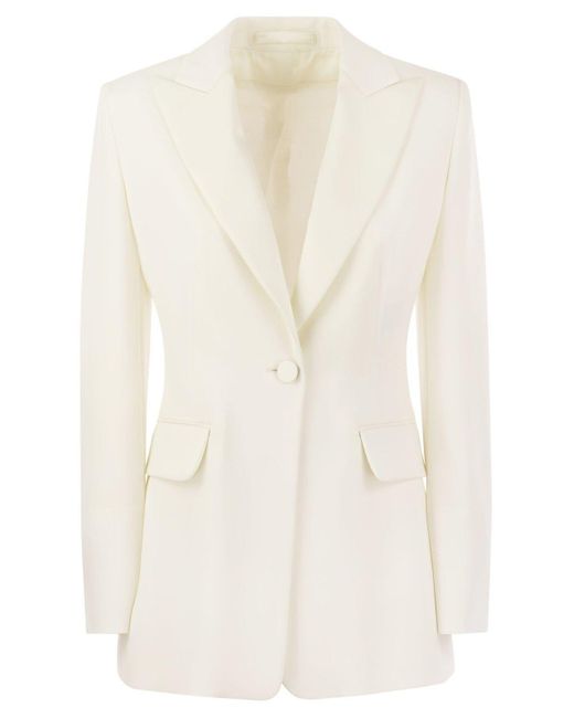 Max Mara Pianoforte White Single-Breasted Long-Sleeved Jacket