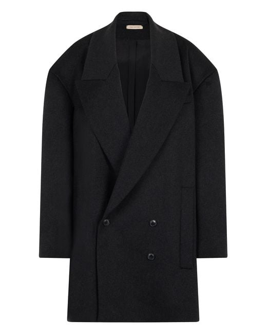 The Mannei Black Wool Coat Wide Silhouette