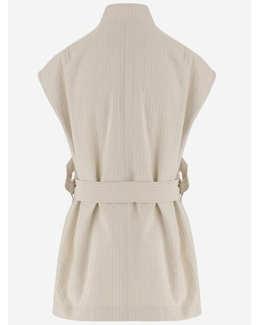 Dries Van Noten Natural Sleeveless Jacket Cotton-Blend