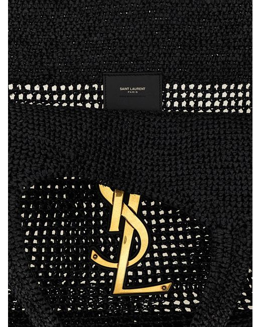 Saint Laurent Black Raffia Tote Bag
