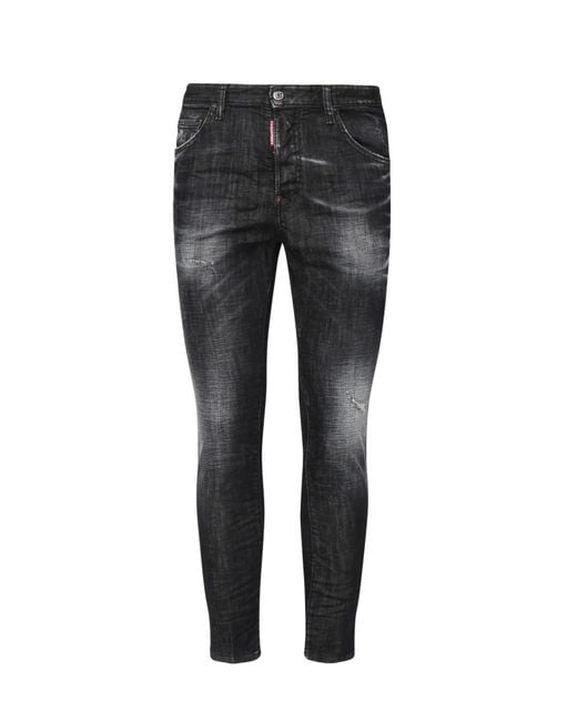 DSquared² Gray Distressed Skater Jeans for men