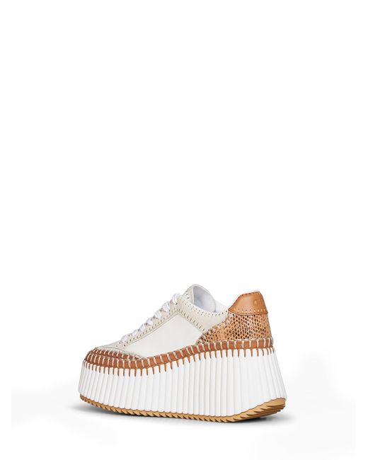 Chloé White Chloé Nama Wedge Sneakers