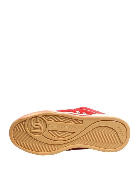 Dolce & Gabbana Red Suede Dg Logo Low Top Sneakers Shoes for men