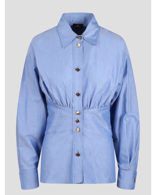 Etro Blue Oxford Cotton Shirt
