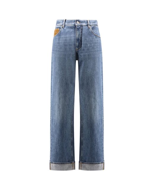 Bottega Veneta Blue Wide Leg Jeans With Turn Up for men