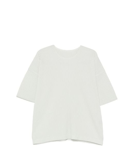 Homme Plissé Issey Miyake White Monthly Colors May Pleated T-Shirt for men