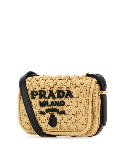 Prada Metallic Raffia Crossbody Bag