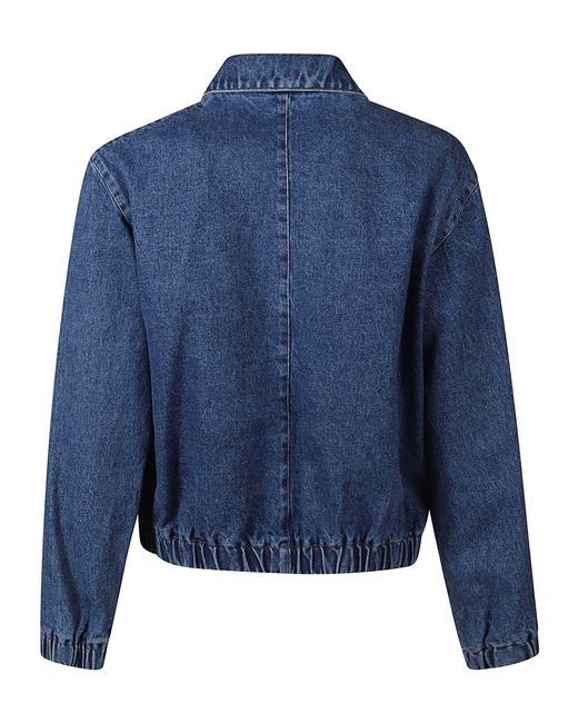 AMI Blue Loose Fit Zipped Denim Jacket