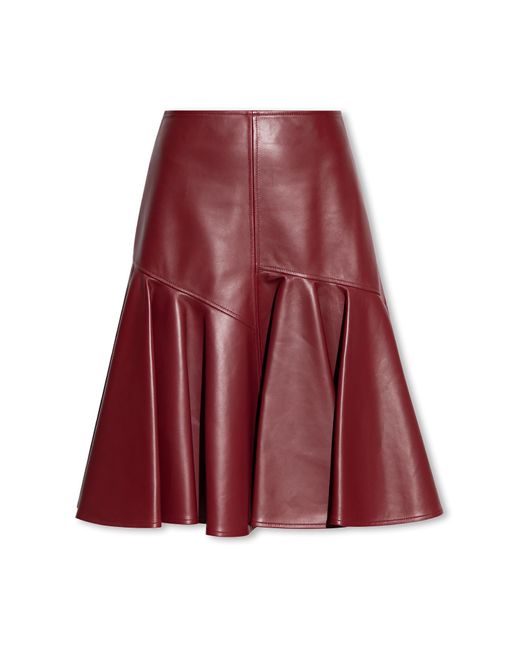 Bottega Veneta Red Leather Skirt