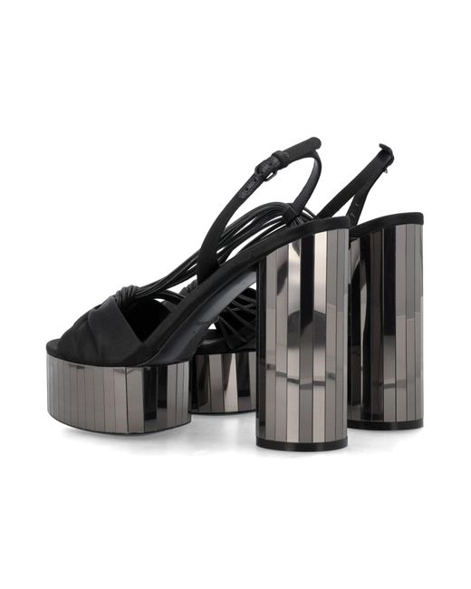 Ferragamo Black Platform Sandal With Mirrored Heel