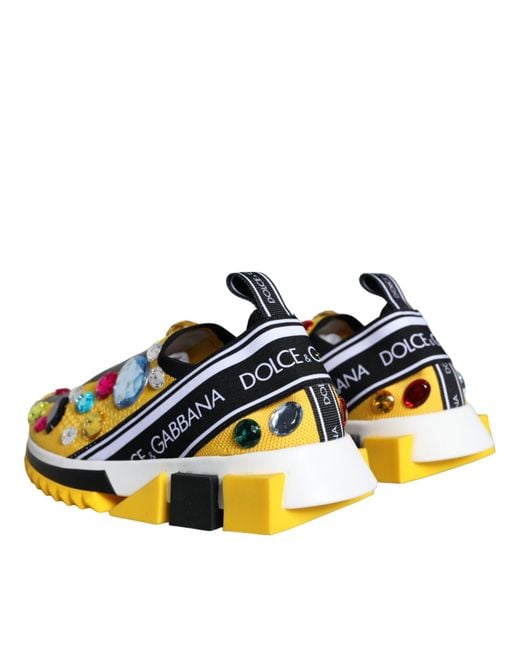 Dolce & Gabbana Black Sorrento Crystals Sneakers Shoes