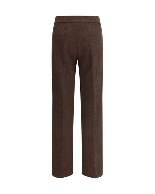 Avenue Montaigne Brown Bouclé Pants Polyester; Cotton; Elastane