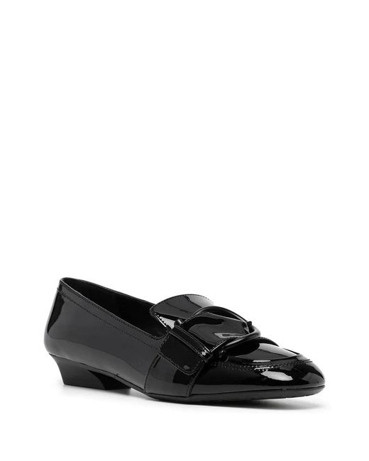 Ferragamo Black Buckle-Detail Leather Loafers