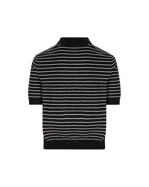 Tシャツ・カットソー CELINE | triomphe loose polo in striped cotton Celine Triomphe Striped Polo Shirt in Black for Men | Lyst
