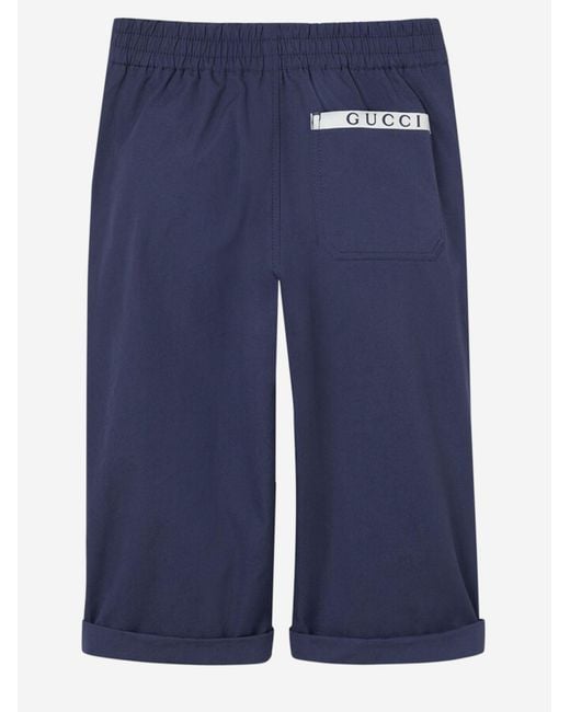 Gucci Blue Cotton Pants Trousers for men
