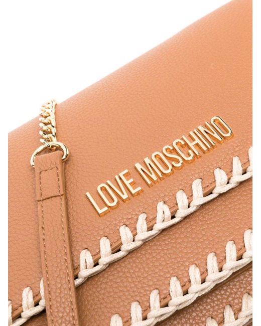 Love Moschino Natural Logo-lettering Grained Shoulder Bag