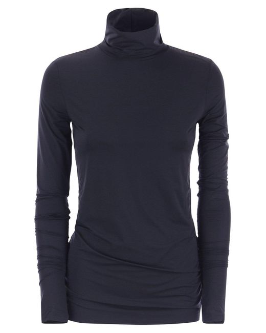 Sportmax Blue Danzica Turtleneck T Shirt With Long Sleeves
